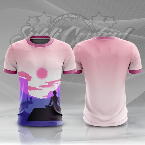 Meditating Design Full Print Roundneck Shirt Thumbnail