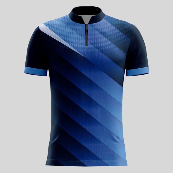 Blue Esport Pattern Full Print Chinese Collar Shirt Thumbnail