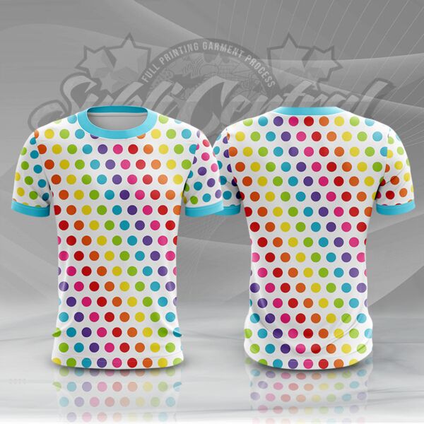 Colorful Dots Design Full Print Roundneck Shirt Thumbnail