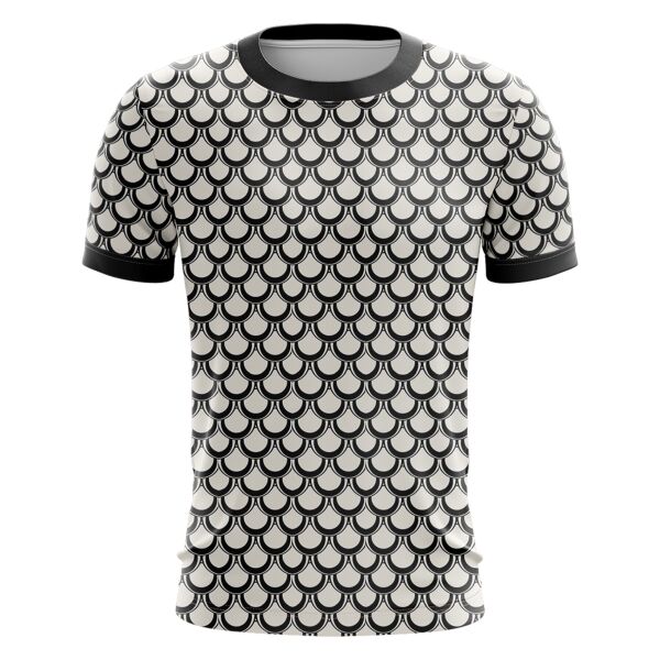 Black and White Scales Design Full Print Roundneck Shirt Thumbnail