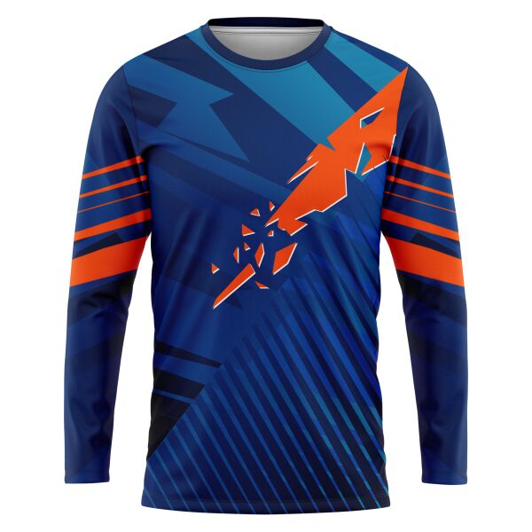 Blue_Orange Motocross Full Print Long Sleeve Shirt Thumbnail