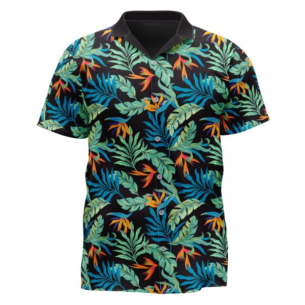 Leaves Design Full Print Button Down Polo Thumbnail