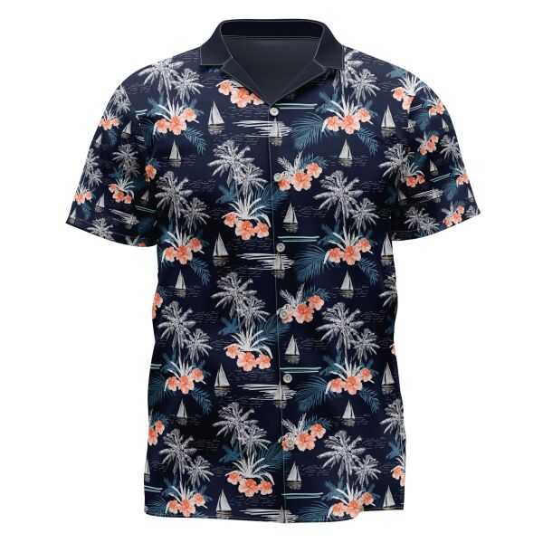 Beach Design Full Print Button Down Polo Thumbnail