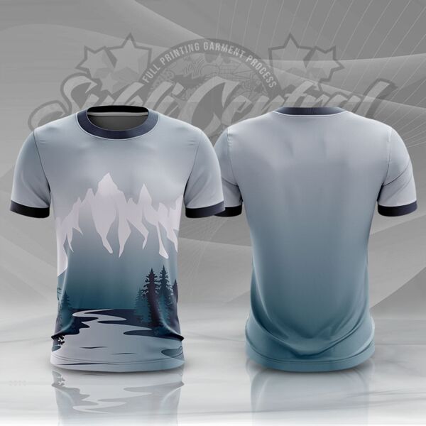 Lake and Mountain Design Full Print Roundneck Shirt Thumbnail